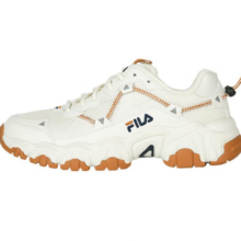 PLUS会员：FILA 斐乐 韩版猫爪鞋 男女同款复古老爹鞋 白棕色250