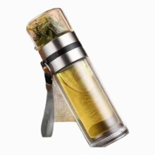 京喜 大容量茶水分离商务泡茶杯 银本色 350ml