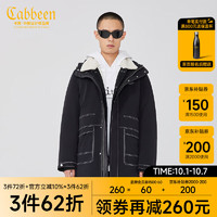 Cabbeen 卡宾 商场同款男装羽绒大衣长版工装风外套潮H 煤黑色01