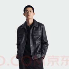 PLUS：PEACEBIRD 太平鸟 男装 PU皮夹克 明线时尚茄克翻领外套