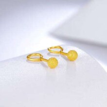 双11狂欢ZLF 周六福  黄金耳饰女款圆球型磨砂弯勾耳钉 计价 1.09g