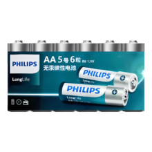 plus会员、概率券:飞利浦（PHILIPS）碳性5号电池 6粒