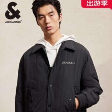 需plus会员：JACK&JONES 杰克琼斯 秋冬时尚百搭宽松薄款羽绒服 E40 黑色
