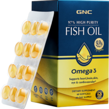 GNC健安喜 皇冠97鱼油 97%高纯度迷你软胶囊 深海无腥omega-3 60粒 DHA独立包装成人