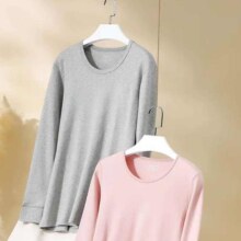双11狂欢、PLUS会员：古今 秋衣秋裤 浅粉--女款 上衣+裤子 175