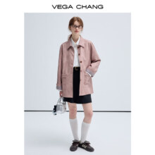 PLUS会员:   VEGA CHANG 美式复古中长款PU皮外套 橡皮粉