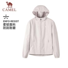 新品、PLUS会员：（CAMEL）骆驼 防泼水户外休闲外套 女防风夹克风衣 J24CZ0L7629 橡木灰 L