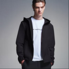 PLUS会员：JACK&JONES 杰克琼斯 加绒三防户外夹克连帽外套 E43 纯黑色