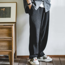 MADEN 马登 男士束脚直筒仿灯芯绒裤 黑色