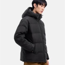 Gap男装2024秋冬新款徽章logo抽绳立领连帽羽绒服  3色多码