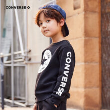 21号20点匡威（Converse） 匡威儿童装男童卫衣春秋毛圈儿童圆领套头上衣大童加绒打底衫