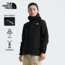 PLUS会员：The North Face 北面 冲锋衣女户外保暖棉内胆三合一冲锋外套5B1X 黑色