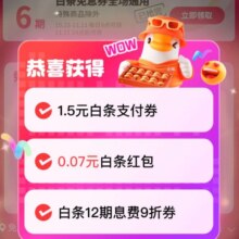 京东 11.11白条会场 领随机白条支付券/红包