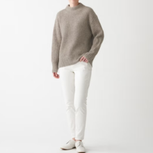 MUJI 无印良品 女式羊毛+牦牛绒半高领宽松毛衣