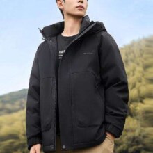 PLKUS会员、百亿补贴、21号20点：（YAYA）鸭鸭 工装羽绒服 男中长款立领连帽厚款  黑色 175
