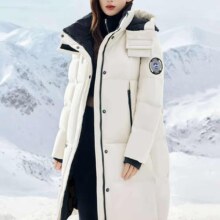 plus会员:雪中飞户外工装防风保暖连帽羽绒服米色  160/84A