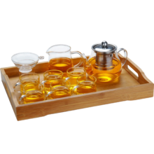 PLUS会员、百亿补贴：逐简 玻璃茶具套装 把手杯9件套 加大茶壶-700ml