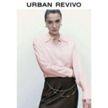 PLUS会员：URBAN REVIVO UR 翻领开襟衬衫 UWG230025 裸粉