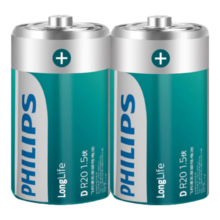 概率券：飞利浦（PHILIPS）碳性燃气灶电池 大号1号电池2粒适用热水器/煤气灶/手电筒/收音机/电子琴一号电池 R20