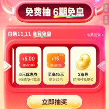 京东金融 白条11.11全民免息 免费抽6期白条免息券