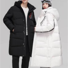 雪中飞  男女同款长款连帽羽绒服