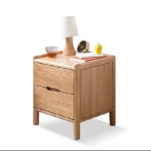 PLUS会员：yeswood 源氏木语 实木两抽床头柜 450*360*450mm