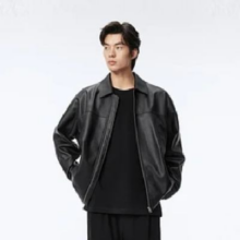 PLUS会员：PEACEBIRD 太平鸟 男士PU皮夹克