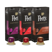 Peet's Coffeepeets胶囊咖啡30颗混装（强度8+9+10+搪瓷杯）法国进口【新】
