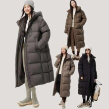 双11狂欢、plus会员：坦博尔 2024年新款羽绒服 女长款连帽加厚保暖面包服美拉德外套TBF530832D 多色多尺码可选