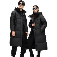 鸭鸭（YAYA）奢金羽绒服女2024冬季新款极寒长款过膝情侣男女同款加厚保暖外套 黑金色 3XL（建议175-200斤）