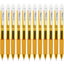 派通（Pentel）0.5mm按动中性笔 速干水笔学生办公财务针管签字笔（替芯LRN5）BLN105 橙杆黑芯 12支装