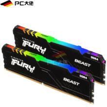PLUS会员:金士顿 DDR4 3200 电脑内存条 RGB灯条 骇客神条 野兽Beast 8GB x 2