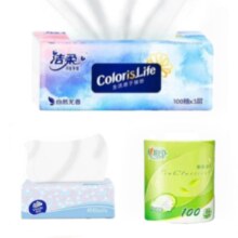 心相印卷纸100g+洁柔抽纸100抽+维达抽纸100抽