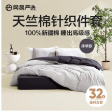 网易严选 A类新疆天竺棉100%全棉针织加厚保暖四件套雾月灰床单款1.5m床