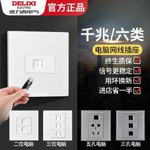 DELIXI 德力西 86墙壁千兆网络六类宽带电脑网口五类网线双口插座暗装面板
