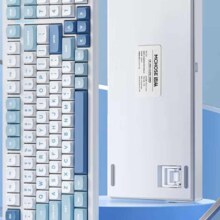 plus:迈从 G98Pro客制化机械键盘gasket结构三模2.4G/有线/蓝牙全键热插拔电竞游戏 G98 星海蓝-白菜豆腐轴V2