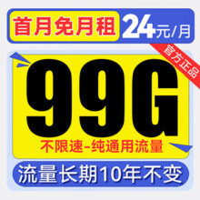 中国广电 手机卡流量卡不限速纯上网卡4g5g低月租电话卡号码卡纯流量 欢乐卡-24元99G+本地归属+首月免月租5.9元