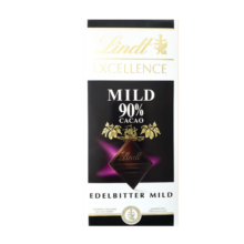 瑞士莲（lindt）卓越系列特醇排装90%可可牛奶黑巧克力100g 送女友生日礼物零食