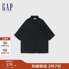 Gap 盖璞 女士大口袋短袖衬衫宽松简约百搭纯色上衣 638888 黑色 XS