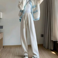BONAS 宝娜斯 秋冬高腰运动阔腿裤 米色