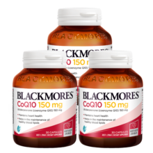 澳佳宝Blackmores 辅酶q10 高浓度150mg 软胶囊 高脂溶性好吸收 生物活性酶30粒/瓶*3 全家呵护 澳洲进口