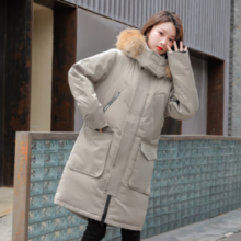JEANSWEST 真维斯 女士大毛领中长款羽绒服 AF-896
