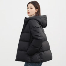 鸭鸭（YAYA）女冬季新款短款小个子面包服外套连帽轻薄羽绒服