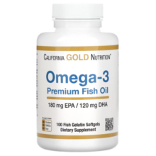 加州黄金优质鱼油 美国进口欧米伽3高纯度无腥味Omega-3深海鱼油补充DHA+EPA软胶囊 100粒