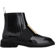 ROGERVIVIER/RV女鞋Viv Rangers复古钻扣切尔西靴漆皮厚底短靴 黑色 36