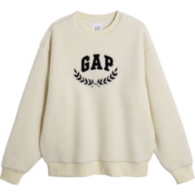 Gap男女装秋季款LOGO仿羊羔绒宽松廓形卫衣762596休闲上衣 米色 180/96A(M)