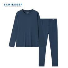 舒雅（SCHIESSER）男士3A抗菌氨基酸肌底衣系列圆领长袖长裤秋衣秋裤套装E5/23928W 宝藍 L【70-80公斤】