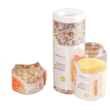 茶花密封罐透明塑料奶粉罐食品罐子厨房五谷杂粮茶叶收纳盒家用储物罐 【3件套】550ML+1200ML+1800ML