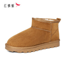 红蜻蜓 雪地靴女秋冬加绒百搭棉鞋保暖短靴女靴WLC43470 棕色