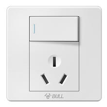 BULL 公牛 G07E204A 一开三孔16A插座 象牙白